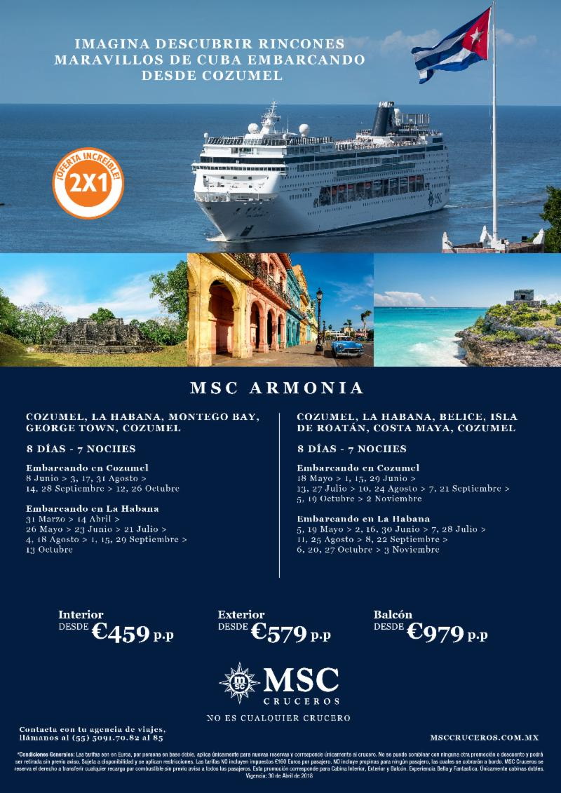 Habana 2x1 salidas de Cozumel - MSC Cruceros - ELITOURS - Ofertas de Viajes  Mexico Europa Asia USA